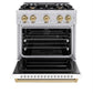 ZLINE Autograph Edition 30 in. 4.2 cu. ft. Classic Dual Fuel Range with 4 Burner Gas Cooktop and Electric Convection Oven in Stainless Steel with White Matte Door and Champagne Bronze Accents, Open Box-Good Condition