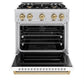 ZLINE Autograph Edition 30 in. 4.2 cu. ft. Classic Dual Fuel Range with 4 Burner Gas Cooktop and Electric Convection Oven in Stainless Steel with White Matte Door and Champagne Bronze Accents, Open Box-Great Condition