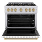 ZLINE Autograph Edition 36 in. 5.2 cu. ft. Classic Dual Fuel Range with 6 Burner Gas Cooktop and Electric Convection Oven in Stainless Steel with White Matte Door and Champagne Bronze Accents, Open Box-Good Condition