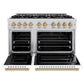 ZLINE Autograph Edition 48 in. 6.7 cu. ft. Classic Double Oven Dual Fuel Range with 8 Burner Gas Cooktop in Stainless Steel with White Matte Doors and Champagne Bronze Accents, Open Box-Good Condition