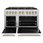 ZLINE Autograph Edition 48 in. 6.7 cu. ft. Classic Double Oven Dual Fuel Range with 8 Burner Gas Cooktop in Stainless Steel with White Matte Doors and Champagne Bronze Accents, Open Box-Great Condition