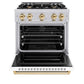ZLINE Autograph Edition 30 in. 4.2 cu. ft. Classic Dual Fuel Range with 4 Burner Gas Cooktop and Electric Convection Oven in Stainless Steel with White Matte Door and Polished Gold Accents, Open Box-Good Condition