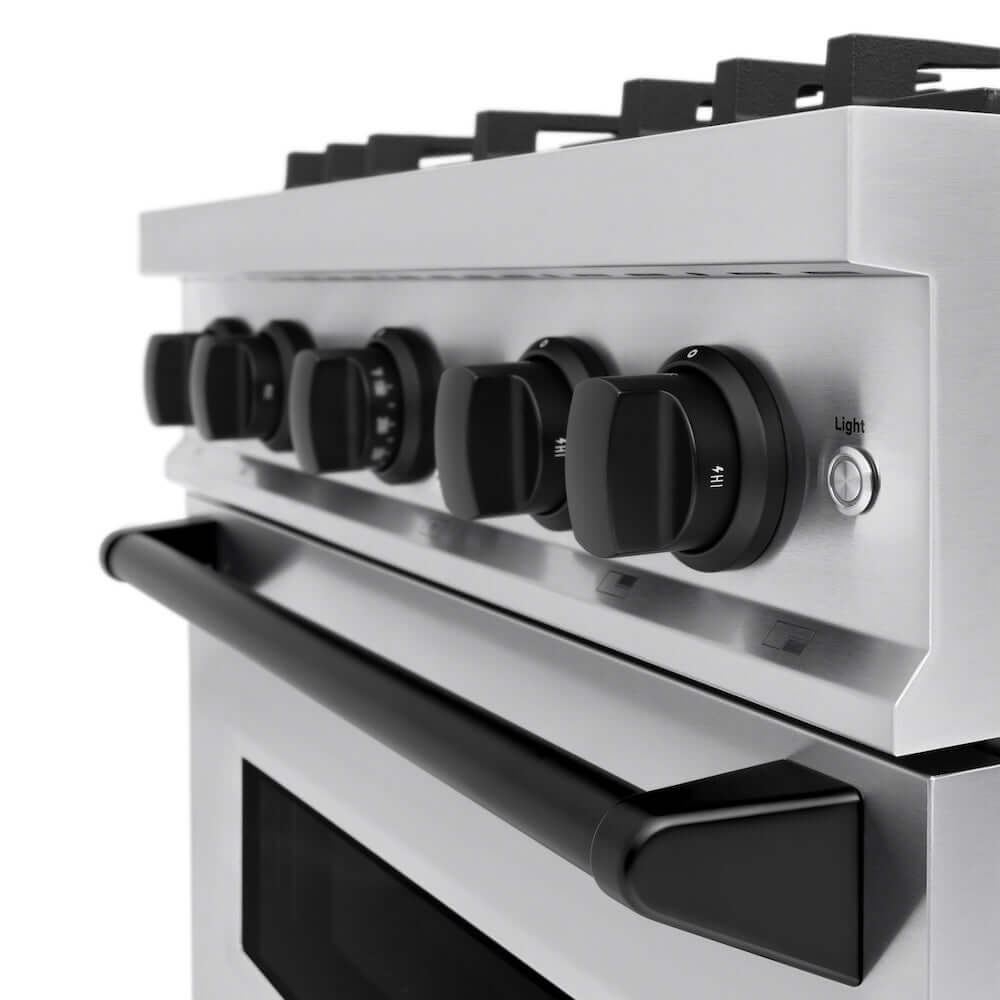 ZLINE Autograph Edition 30 in. 4.2 cu. ft. Classic Dual Fuel Range with 4 Burner Gas Cooktop and Electric Convection Oven in Stainless Steel with Matte Black Accents, Open Box-Good Condition