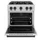 ZLINE Autograph Edition 30 in. 4.2 cu. ft. Classic Dual Fuel Range with 4 Burner Gas Cooktop and Electric Convection Oven in Stainless Steel with Matte Black Accents (CDRZ-30-MB) front, oven open.