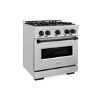 ZLINE Autograph Edition 30 in. 4.2 cu. ft. Classic Dual Fuel Range with 4 Burner Gas Cooktop and Electric Convection Oven in Stainless Steel with Matte Black Accents, Open Box-Great Condition