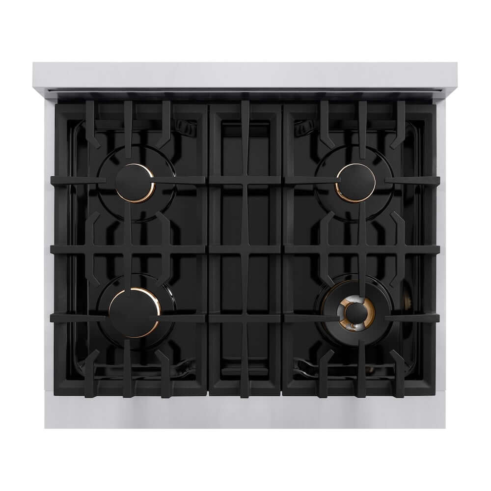ZLINE Autograph Edition 30 in. 4.2 cu. ft. Classic Dual Fuel Range with 4 Burner Gas Cooktop and Electric Convection Oven in Stainless Steel with Matte Black Accents, Open Box-Good Condition