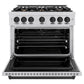 ZLINE Autograph Edition 36 in. 5.2 cu. ft. Classic Dual Fuel Range with 6 Burner Gas Cooktop and Electric Convection Oven in Stainless Steel with Matte Black Accents, Open Box-Great Condition