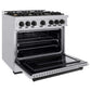 ZLINE Autograph Edition 36 in. 5.2 cu. ft. Classic Dual Fuel Range with 6 Burner Gas Cooktop and Electric Convection Oven in Stainless Steel with Matte Black Accents, Open Box-Good Condition