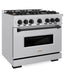 ZLINE Autograph Edition 36 in. 5.2 cu. ft. Classic Dual Fuel Range with 6 Burner Gas Cooktop and Electric Convection Oven in Stainless Steel with Matte Black Accents, Open Box-Great Condition