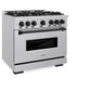 ZLINE Autograph Edition 36 in. 5.2 cu. ft. Classic Dual Fuel Range with 6 Burner Gas Cooktop and Electric Convection Oven in Stainless Steel with Matte Black Accents, Open Box-Good Condition