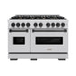 ZLINE Autograph Edition 48 in. 6.7 cu. ft. Classic Double Oven Dual Fuel Range with 8 Burner Gas Cooktop in Stainless Steel and Matte Black Accents, Open Box-Great Condition