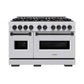 ZLINE Autograph Edition 48 in. 6.7 cu. ft. Classic Double Oven Dual Fuel Range with 8 Burner Gas Cooktop in Stainless Steel and Matte Black Accents, Open Box-Good Condition