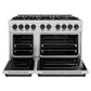 ZLINE Autograph Edition 48 in. 6.7 cu. ft. Classic Double Oven Dual Fuel Range with 8 Burner Gas Cooktop in Stainless Steel and Matte Black Accents, Open Box-Great Condition