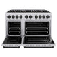 ZLINE Autograph Edition 48 in. 6.7 cu. ft. Classic Double Oven Dual Fuel Range with 8 Burner Gas Cooktop in Stainless Steel and Matte Black Accents, Open Box-Good Condition
