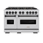ZLINE Autograph Edition 48 in. 6.7 cu. ft. Classic Double Oven Dual Fuel Range with 8 Burner Gas Cooktop in Stainless Steel and Matte Black Accents, Open Box-Great Condition