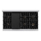 ZLINE Autograph Edition 48 in. 6.7 cu. ft. Classic Double Oven Dual Fuel Range with 8 Burner Gas Cooktop in Stainless Steel and Matte Black Accents (CDRZ-48-MB) top-down, above cooktop.