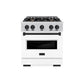 ZLINE Autograph Edition 30 in. 4.2 cu. ft. Classic Dual Fuel Range with 4 Burner Gas Cooktop and Electric Convection Oven in Stainless Steel with White Matte Door and Matte Black Accents, Open Box-Great Condition