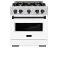 ZLINE Autograph Edition 30 in. 4.2 cu. ft. Classic Dual Fuel Range with 4 Burner Gas Cooktop and Electric Convection Oven in Stainless Steel with White Matte Door and Matte Black Accents, Open Box-Great Condition