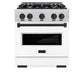 ZLINE Autograph Edition 30 in. 4.2 cu. ft. Classic Dual Fuel Range with 4 Burner Gas Cooktop and Electric Convection Oven in Stainless Steel with White Matte Door and Matte Black Accents, Open Box-Good Condition