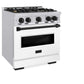ZLINE Autograph Edition 30 in. 4.2 cu. ft. Classic Dual Fuel Range with 4 Burner Gas Cooktop and Electric Convection Oven in Stainless Steel with White Matte Door and Matte Black Accents, Open Box-Good Condition