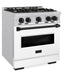 ZLINE Autograph Edition 30 in. 4.2 cu. ft. Classic Dual Fuel Range with 4 Burner Gas Cooktop and Electric Convection Oven in Stainless Steel with White Matte Door and Matte Black Accents, Open Box-Great Condition