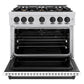 ZLINE Autograph Edition 36 in. 5.2 cu. ft. Classic Dual Fuel Range with 6 Burner Gas Cooktop and Electric Convection Oven in Stainless Steel with White Matte Door and Matte Black Accents, Open Box-Great Condition