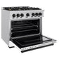 ZLINE Autograph Edition 36 in. 5.2 cu. ft. Classic Dual Fuel Range with 6 Burner Gas Cooktop and Electric Convection Oven in Stainless Steel with White Matte Door and Matte Black Accents, Open Box-Great Condition