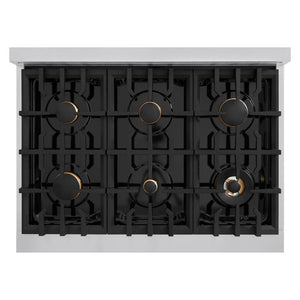 ZLINE Autograph Edition 36 in. 5.2 cu. ft. Classic Dual Fuel Range with 6 Burner Gas Cooktop and Electric Convection Oven in Stainless Steel with White Matte Door and Matte Black Accents, Open Box-Great Condition