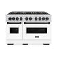 ZLINE Autograph Edition 48 in. 6.7 cu. ft. Classic Double Oven Dual Fuel Range with 8 Burner Gas Cooktop in Stainless Steel with White Matte Door and Matte Black Accents, Open Box-Great Condition
