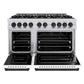 ZLINE Autograph Edition 48 in. 6.7 cu. ft. Classic Double Oven Dual Fuel Range with 8 Burner Gas Cooktop in Stainless Steel with White Matte Door and Matte Black Accents, Open Box-Good Condition