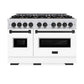 ZLINE Autograph Edition 48 in. 6.7 cu. ft. Classic Double Oven Dual Fuel Range with 8 Burner Gas Cooktop in Stainless Steel with White Matte Door and Matte Black Accents, Open Box-Good Condition