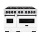 ZLINE Autograph Edition 48 in. 6.7 cu. ft. Classic Double Oven Dual Fuel Range with 8 Burner Gas Cooktop in Stainless Steel with White Matte Door and Matte Black Accents, Open Box-Great Condition