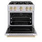 ZLINE Autograph Edition 30 in. 4.2 cu. ft. Classic Dual Fuel Range with 4 Burner Gas Cooktop and Electric Convection Oven in Stainless Steel with Polished Gold Accents, Open Box-Good Condition