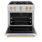ZLINE Autograph Edition 30 in. 4.2 cu. ft. Classic Dual Fuel Range with 4 Burner Gas Cooktop and Electric Convection Oven in Stainless Steel with Polished Gold Accents, Open Box-Great Condition