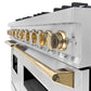 ZLINE Autograph Edition 48 in. 6.7 cu. ft. Classic Double Oven Dual Fuel Range with 8 Burner Gas Cooktop in Stainless Steel and Polished Gold Accents, Open Box-Good Condition