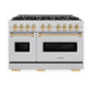 ZLINE Autograph Edition 48 in. 6.7 cu. ft. Classic Double Oven Dual Fuel Range with 8 Burner Gas Cooktop in Stainless Steel and Polished Gold Accents, Open Box-Great Condition