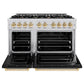 ZLINE Autograph Edition 48 in. 6.7 cu. ft. Classic Double Oven Dual Fuel Range with 8 Burner Gas Cooktop in Stainless Steel with Black Matte Doors and Polished Gold Accents, Open Box-Great Condition