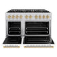 ZLINE Autograph Edition 48 in. 6.7 cu. ft. Classic Double Oven Dual Fuel Range with 8 Burner Gas Cooktop in Stainless Steel with White Matte Door and Polished Gold Accents, Open Box-Great Condition