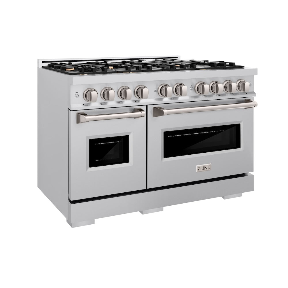 ZLINE 48 in. 6.7 cu. ft. Classic Double Oven Gas Range in Stainless Steel with 8 Brass Burners (CGR-BR-48)