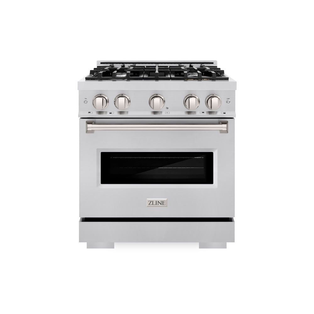 ZLINE 30 in. 4.2 cu. ft. Classic Gas Range with 4 Burner Cooktop and Convection Gas Oven in Stainless Steel, Open Box-Great Condition