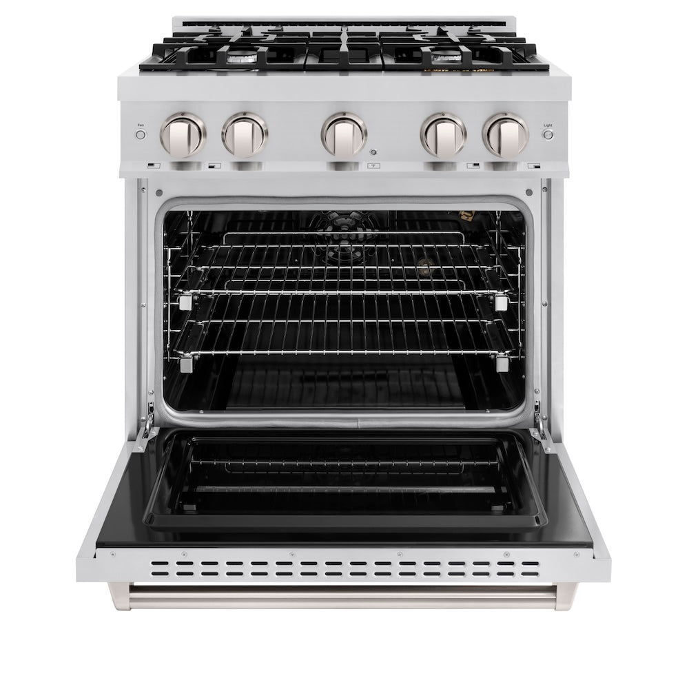 ZLINE 30 in. 4.2 cu. ft. Classic Gas Range with 4 Burner Cooktop and Convection Gas Oven in Stainless Steel, Open Box-Good Condition