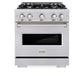 ZLINE 30 in. 4.2 cu. ft. Classic Gas Range with 4 Burner Cooktop and Convection Gas Oven in Stainless Steel (CGR30) front, oven closed.