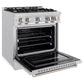 ZLINE 30 in. 4.2 cu. ft. Classic Gas Range with 4 Burner Cooktop and Convection Gas Oven in Stainless Steel, Open Box-Great Condition
