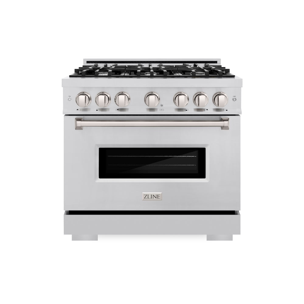 ZLINE 36 in. 5.2 cu. ft. Classic Gas Range with 6 Burner Cooktop and Convection Gas Oven in Stainless Steel, Open Box-Great Condition