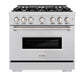 ZLINE 36 in. 5.2 cu. ft. Classic Gas Range with 6 Burner Cooktop and Convection Gas Oven in Stainless Steel, Open Box-Great Condition