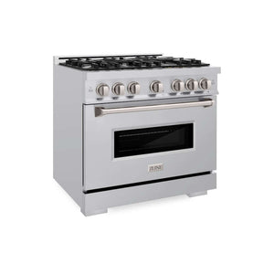 ZLINE 36 in. 5.2 cu. ft. Classic Gas Range with 6 Burner Cooktop and Convection Gas Oven in Stainless Steel (CGR36) main image.