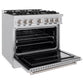 ZLINE 36 in. 5.2 cu. ft. Classic Gas Range with 6 Burner Cooktop and Convection Gas Oven in Stainless Steel, Open Box-Good Condition