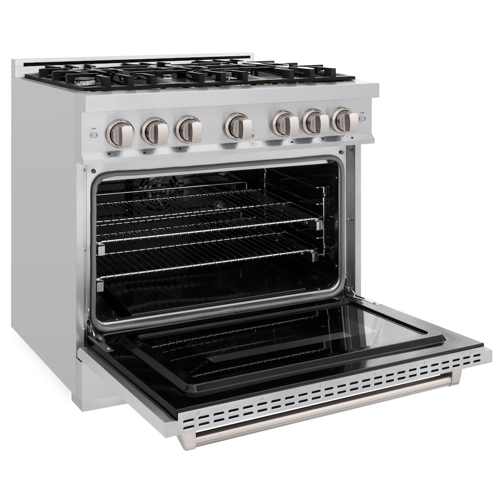 ZLINE 36 in. 5.2 cu. ft. Classic Gas Range with 6 Burner Cooktop and Convection Gas Oven in Stainless Steel, Open Box-Good Condition