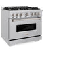 ZLINE 36 in. 5.2 cu. ft. Classic Gas Range with 6 Burner Cooktop and Convection Gas Oven in Stainless Steel, Open Box-Good Condition