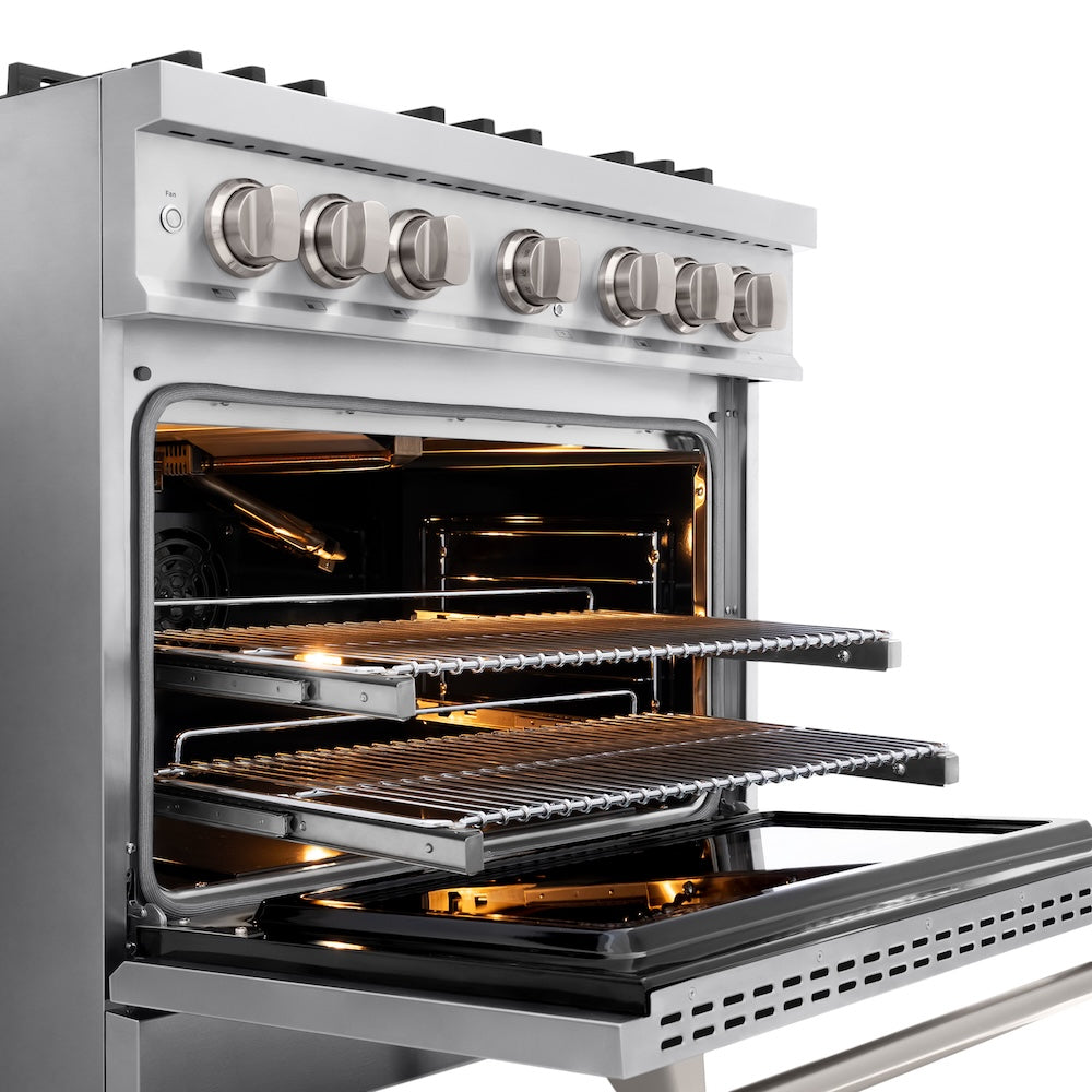 ZLINE 36 in. 5.2 cu. ft. Classic Gas Range with 6 Burner Cooktop and Convection Gas Oven in Stainless Steel, Open Box-Good Condition